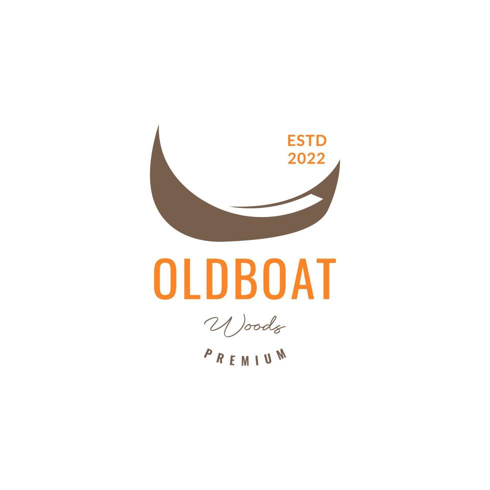 coble boat wood traditional fish sailing ocean hipster logo design vector icon illustration template