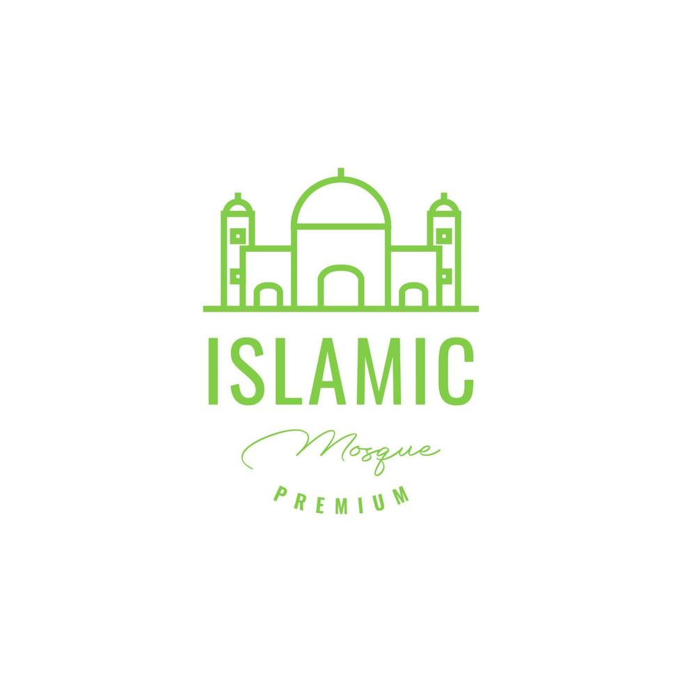 islamic dome mosque pray muslim minimal line logo design vector icon illustration template