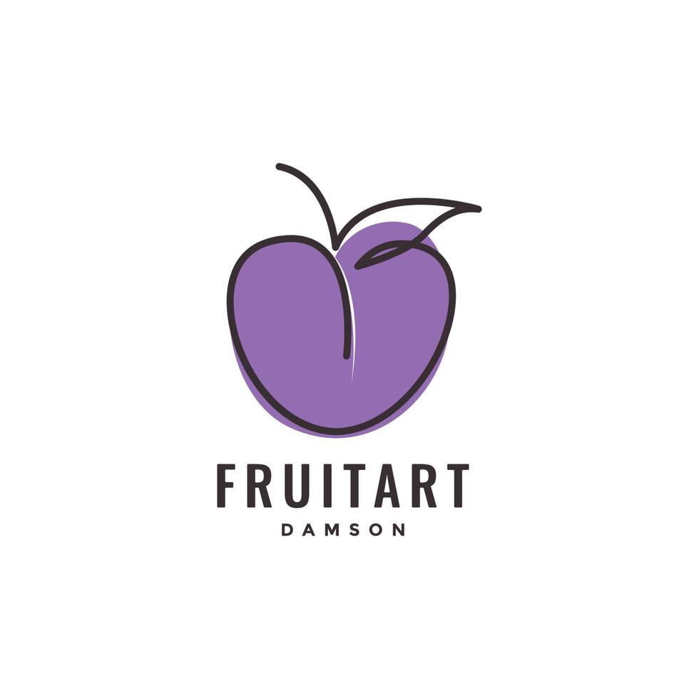 plantilla de ilustración de icono de vector de diseño de logotipo colorido de damsons púrpura de fruta fresca