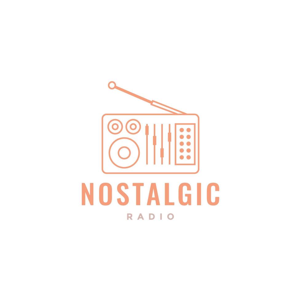 nostalgic radio legend music broadcast line logo design vector icon illustration template