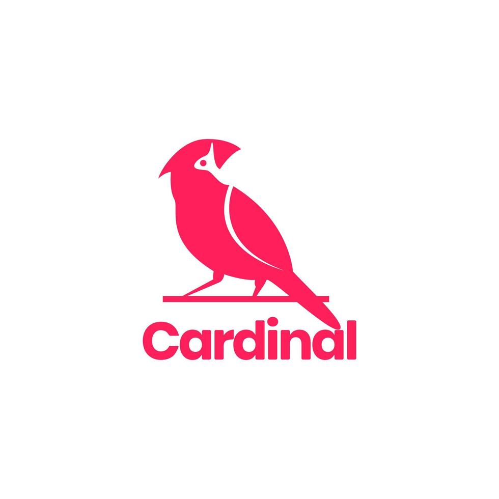 cardenal pájaro encaramado mirando comida exótica animal pluma logotipo diseño vector icono ilustración plantilla