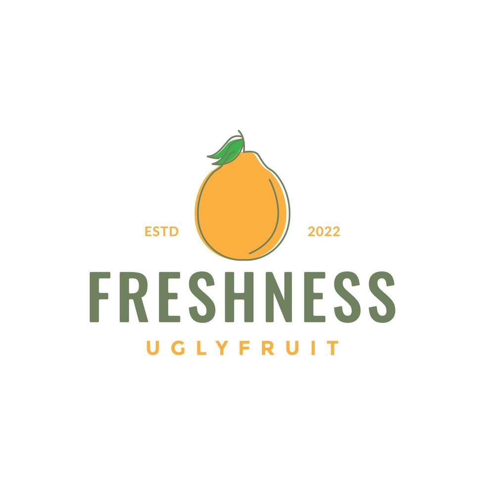 fruit ugly orange food juice freshness logo design vector icon illustration template