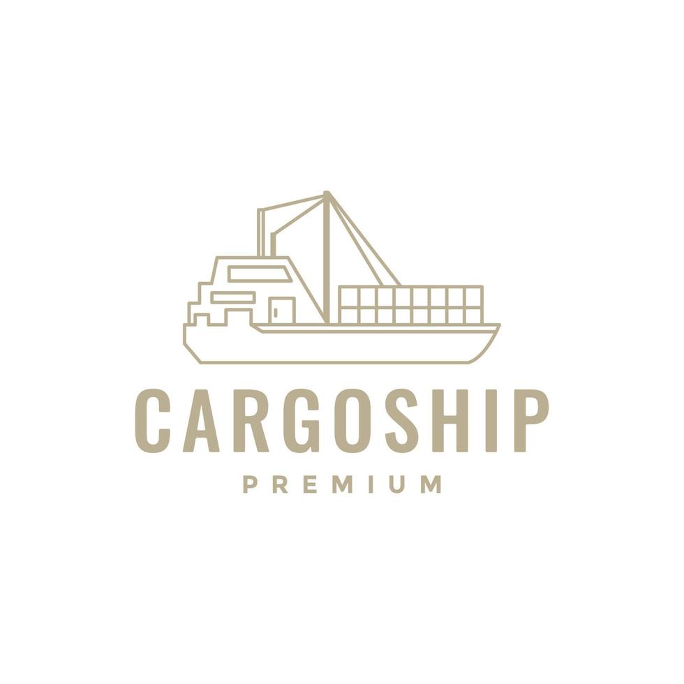 buque de carga envío exportación importación océano líneas de transporte diseño de logotipo vector icono ilustración plantilla