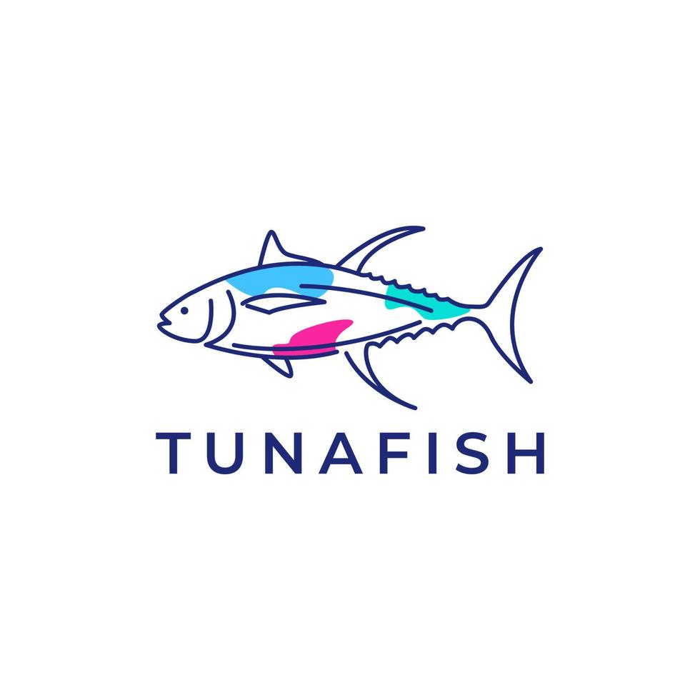 good food tuna fish delicious catching fishing ocean abstract logo design vector icon illustration template