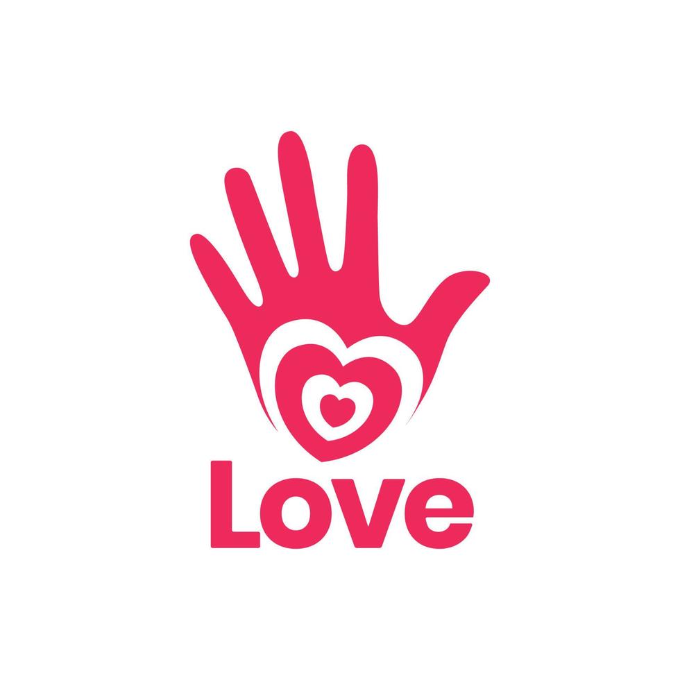 hand say hello with love heart logo design vector icon illustration template