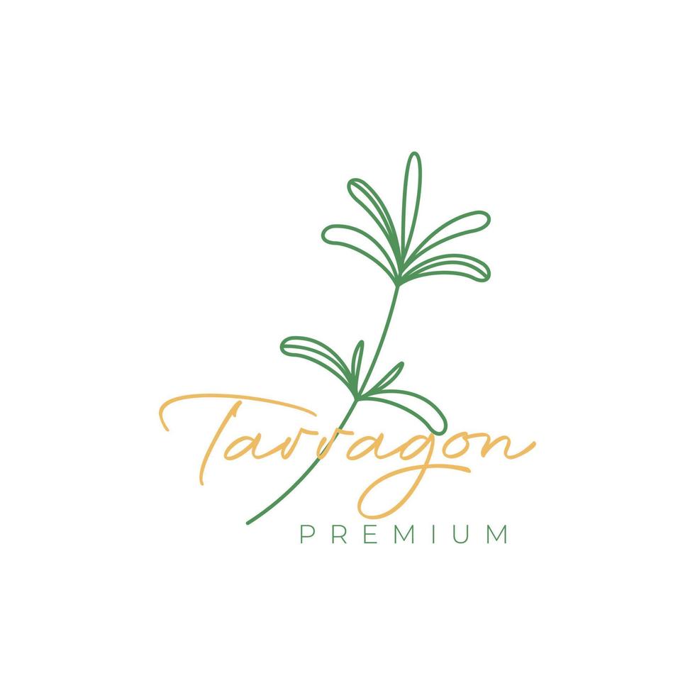 tarragons plant leaves minimalist food spice and health benefits logo design vector icon illustration template