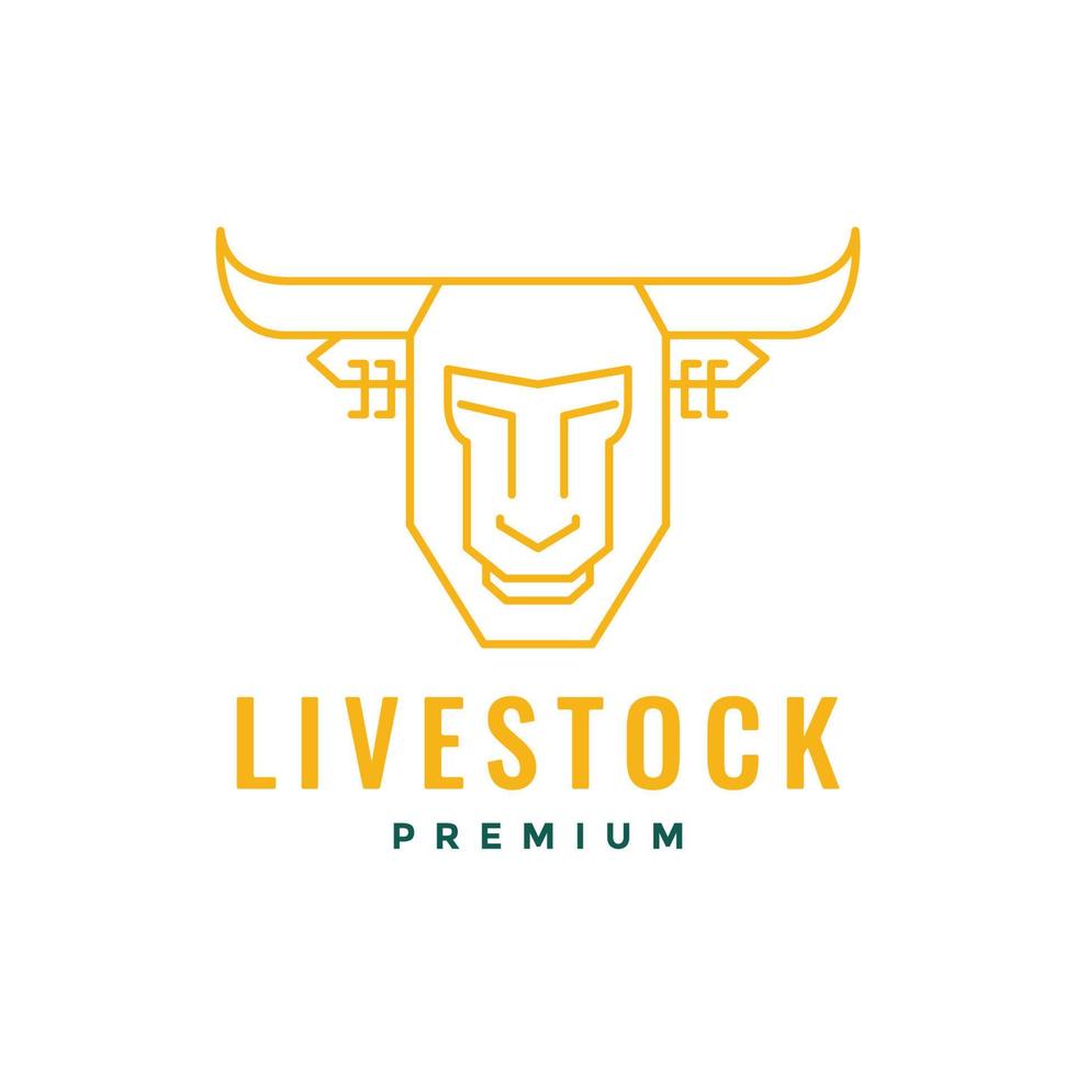 head horned animal livestock cattle cow quality logo design vector icon illustration template