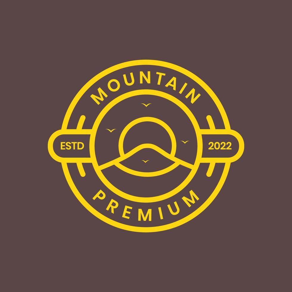 mountain high hill sunset afternoon bird modern circle badge sticker logo design vector icon illustration template