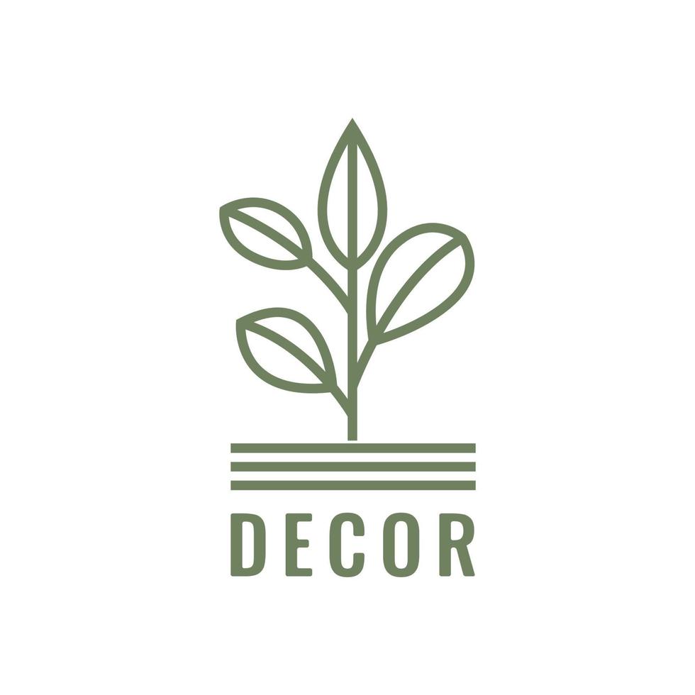 planta hojas decoración interior hogar minimalista diseño de logotipo vector icono ilustración plantilla