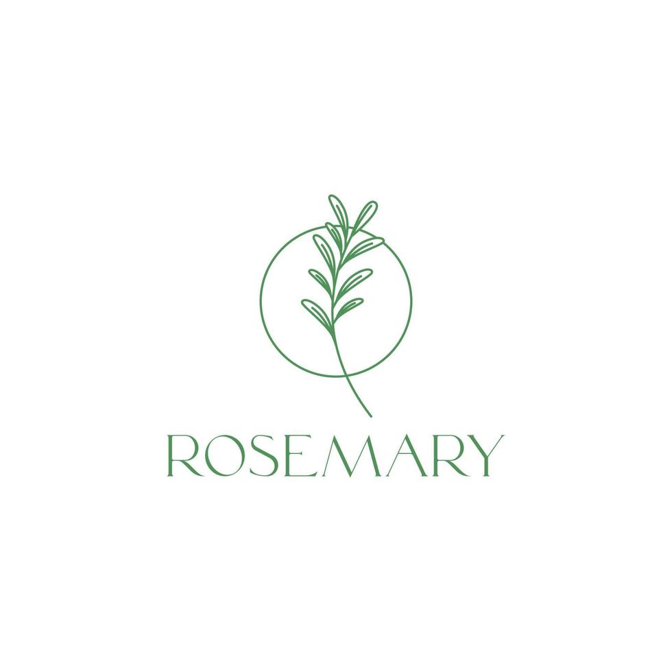 rosemary leaves treatment hair skin beauty and food minimalist line logo design vector icon illustration template