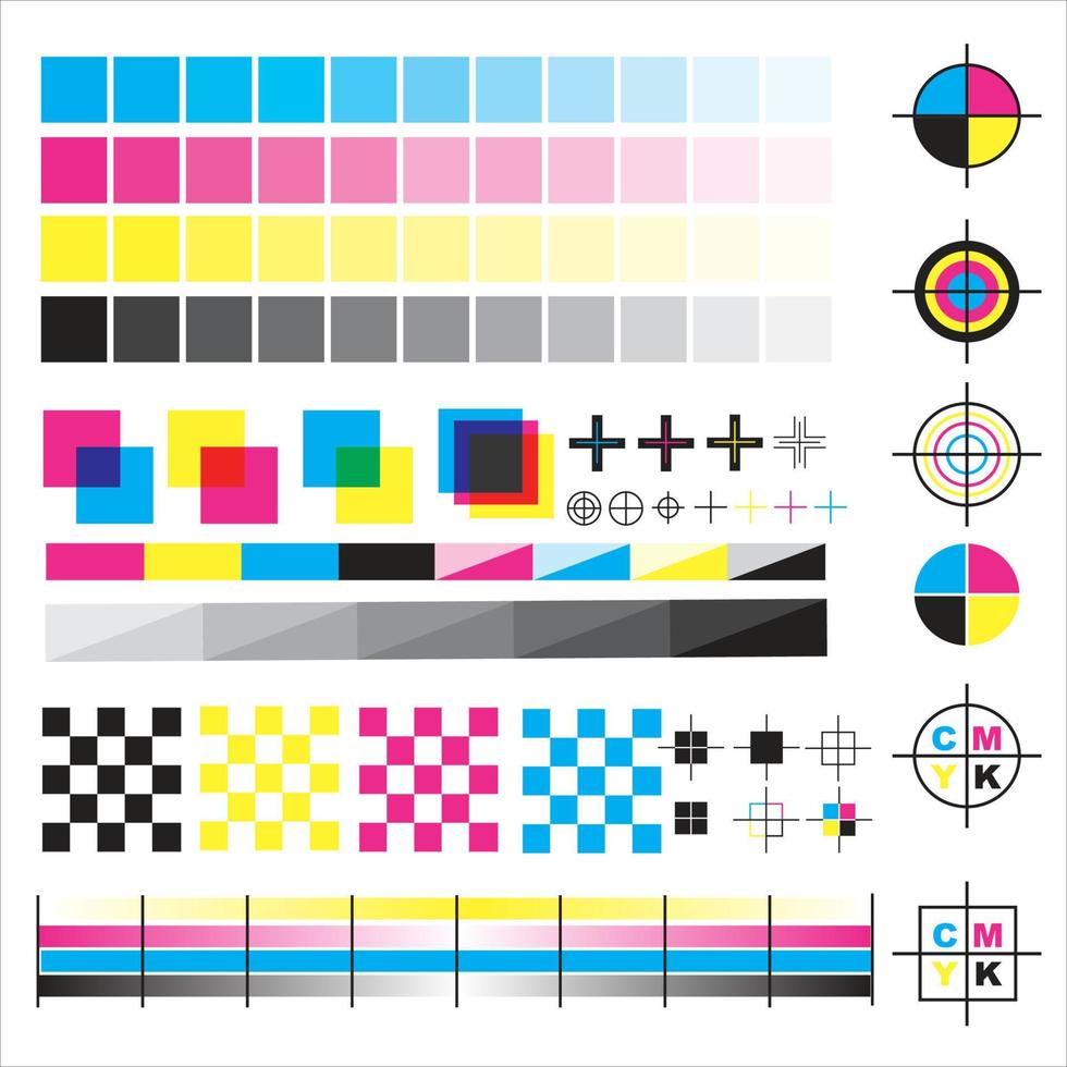 gradiente de muestra de tabla cmyk de rueda de color y paleta vector