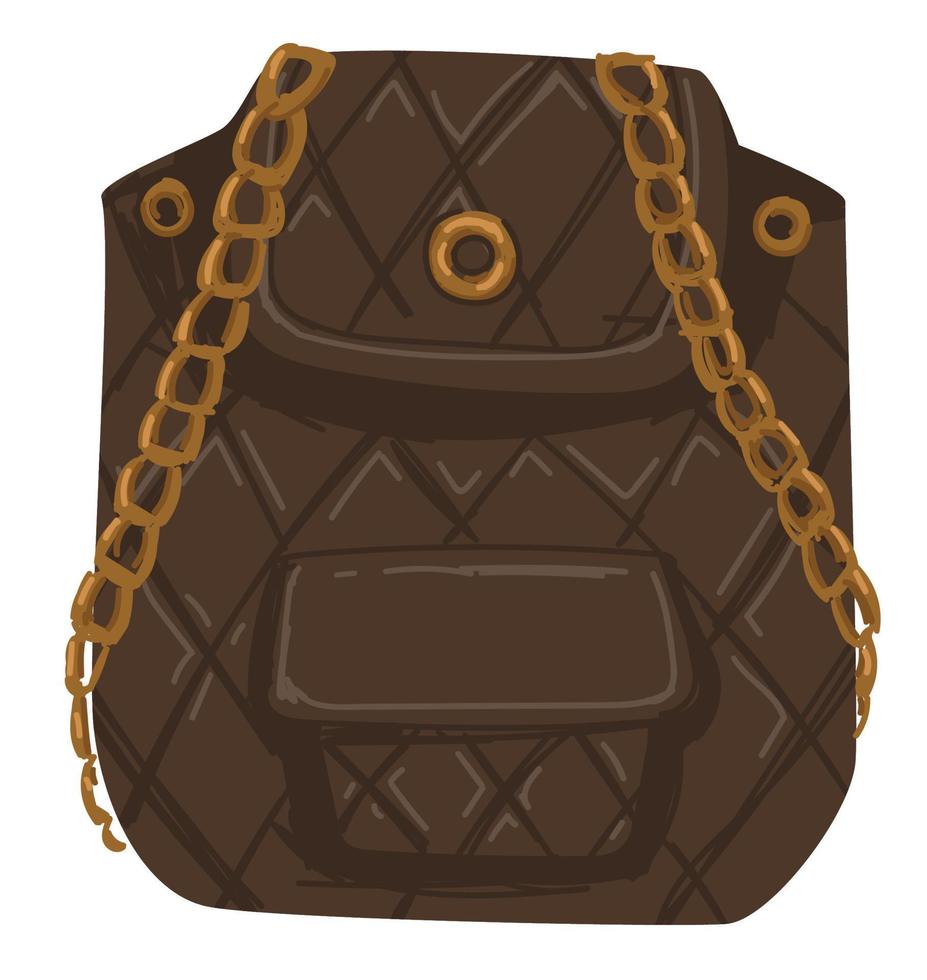 Leather bag with decorative chains and pockets vector