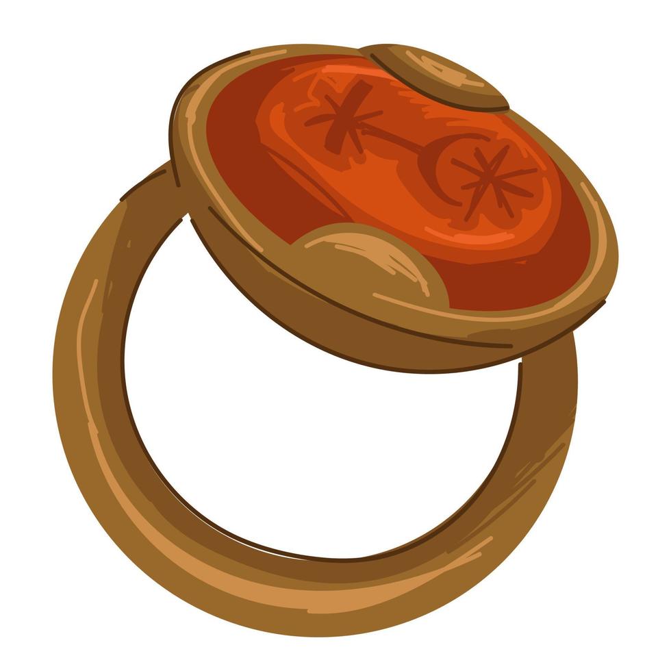 Old ring with gem, jewelry of past times vector