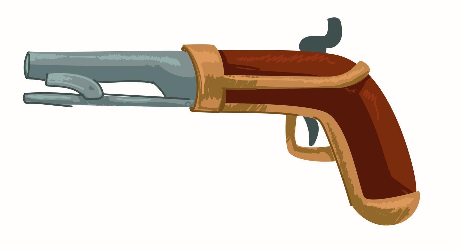 arma de fuego antigua, pistola vintage con mango blando vector