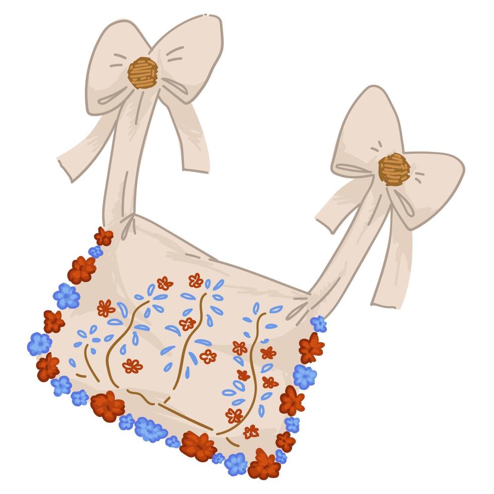 elegante bolso de niña con decoración floral y cintas vector