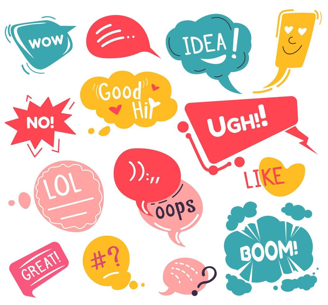 Stickers in social media, expression of emotions vector
