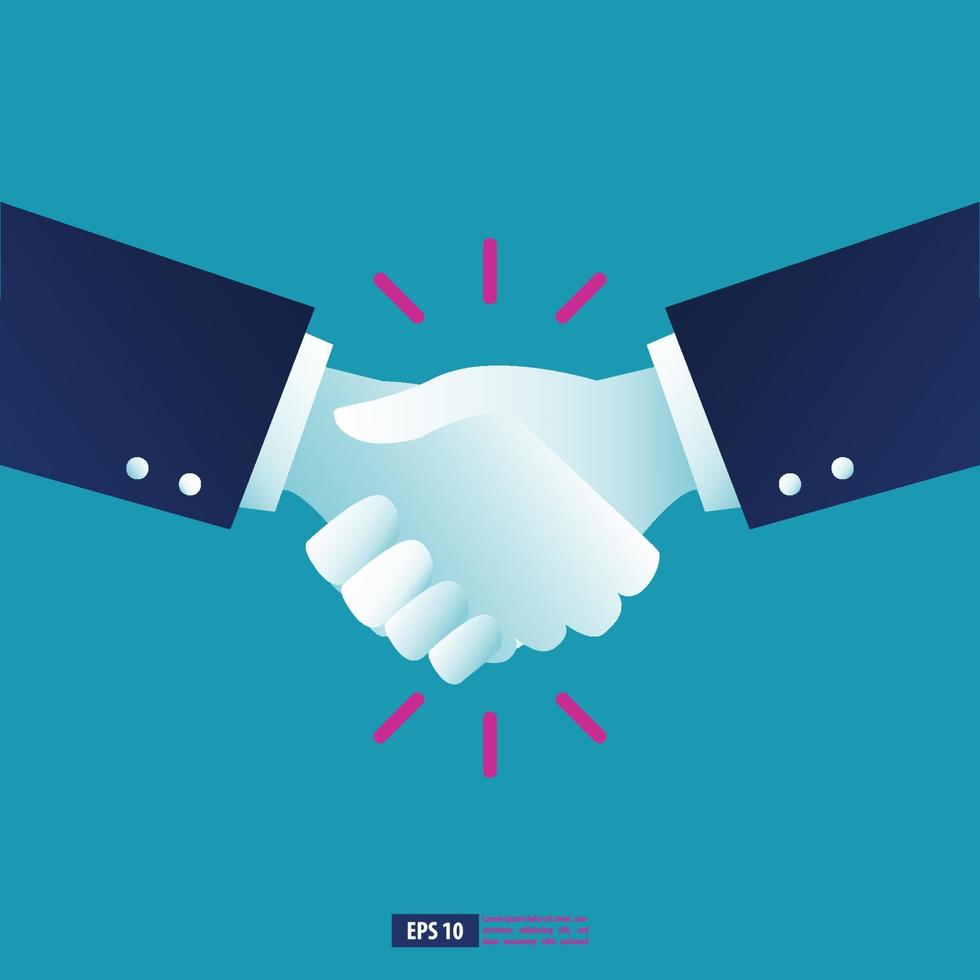 Business contract cooperation concept, two businessman shaking hands. Business vector illustration