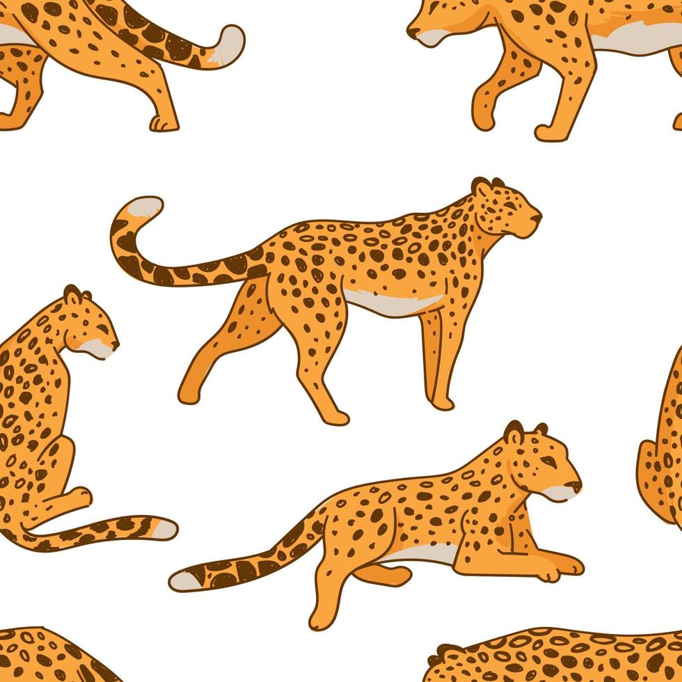 estampado de leopardo, depredador en movimiento animal salvaje vector