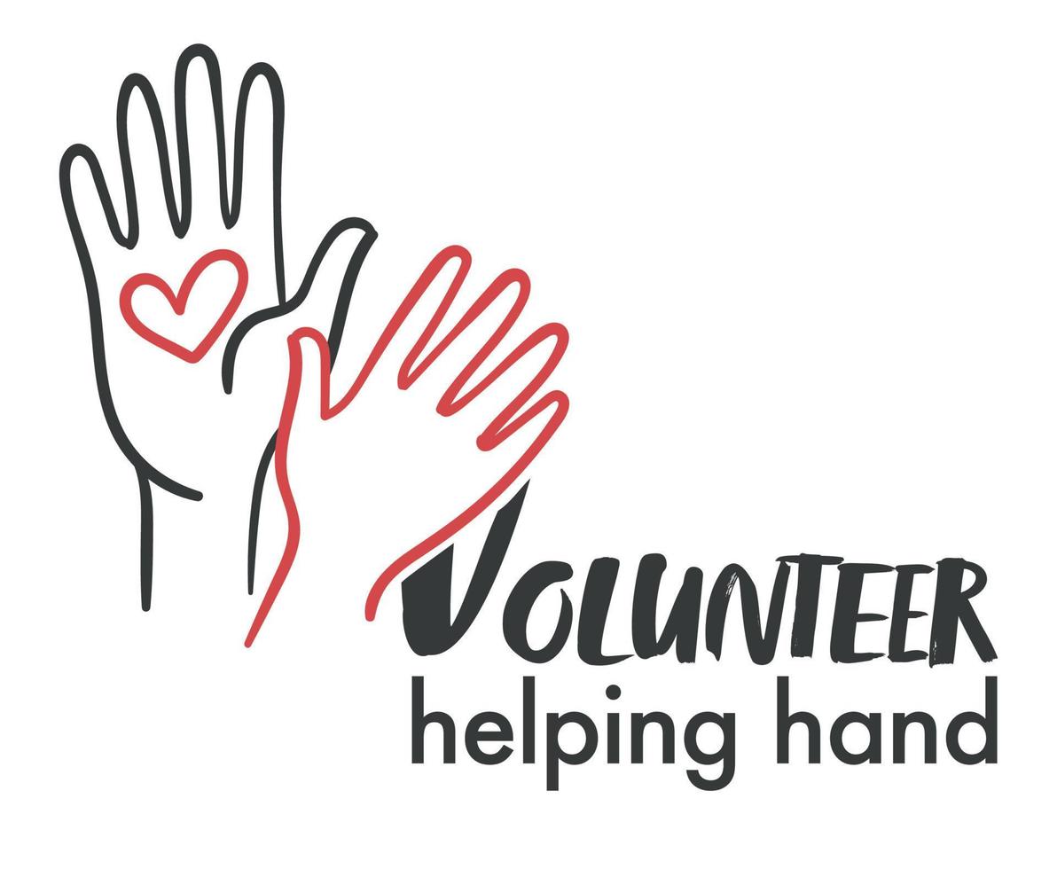 Volunteer helping hand, volunteering organization vector