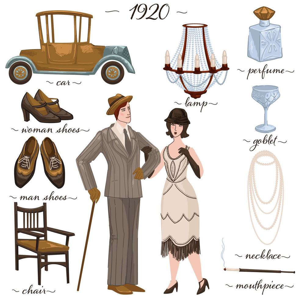 Vintage fashion and culture, interior furniture vector