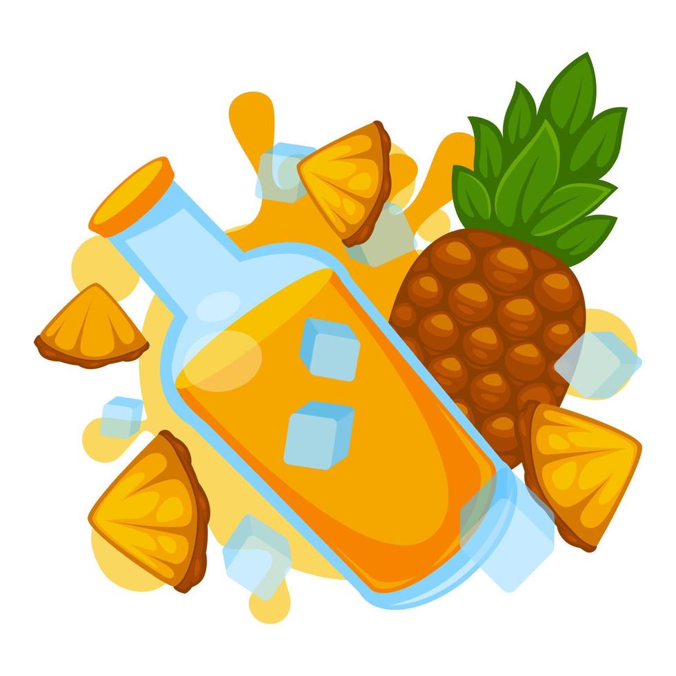 Pineapple juice or smoothie with ice cubes vector