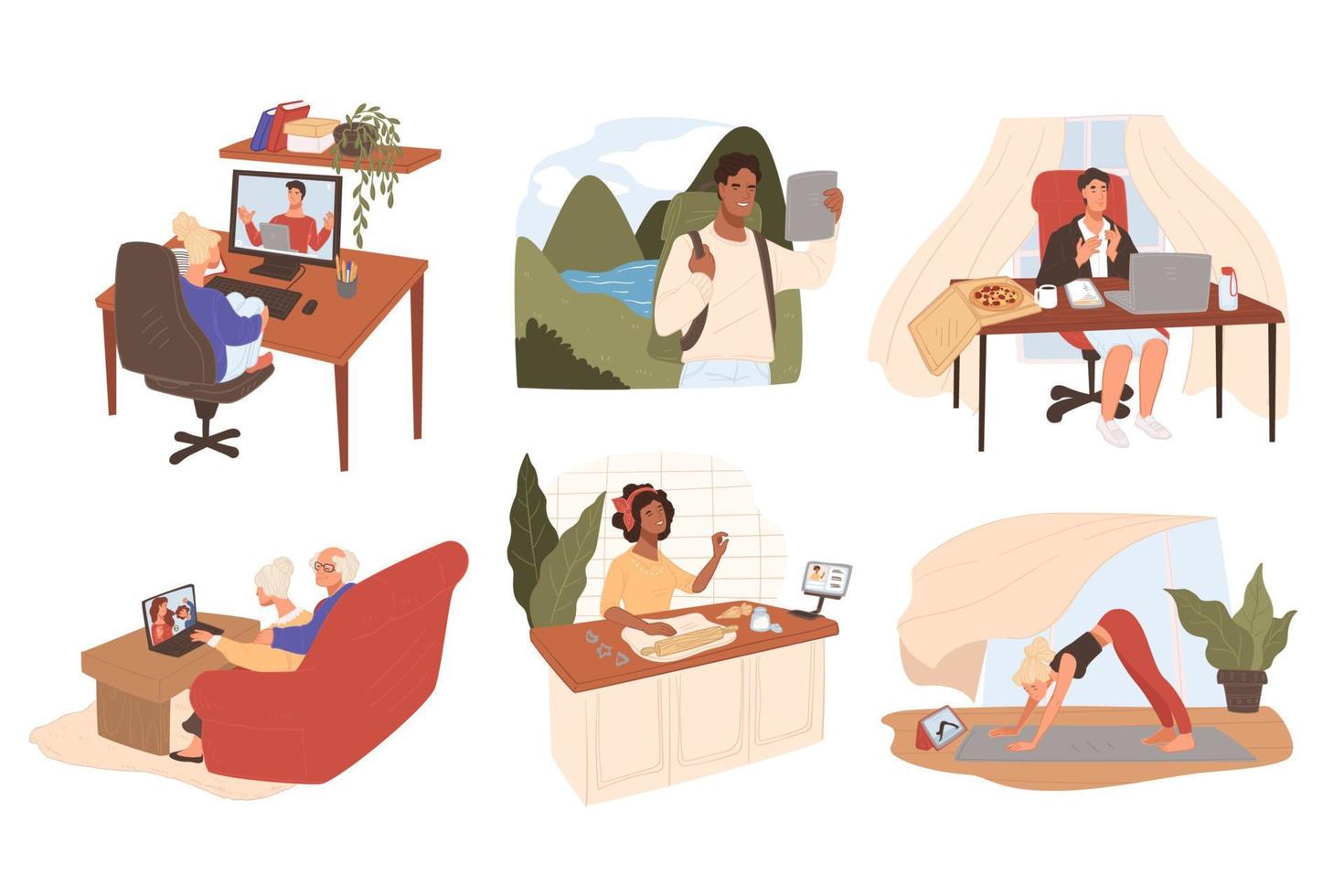 People using gadgets for communication and fun vector