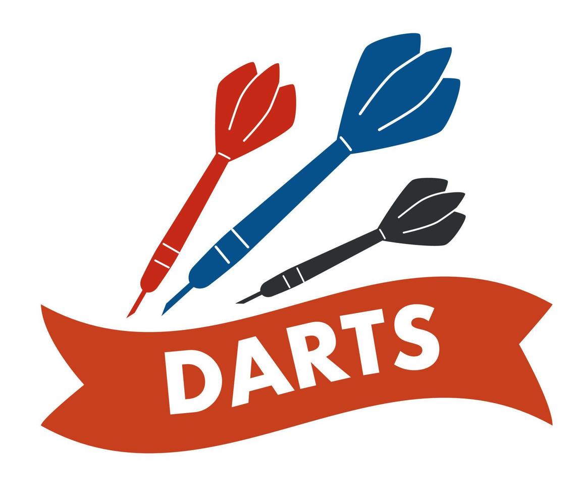 Darts sports or leisure, emblem or label vector