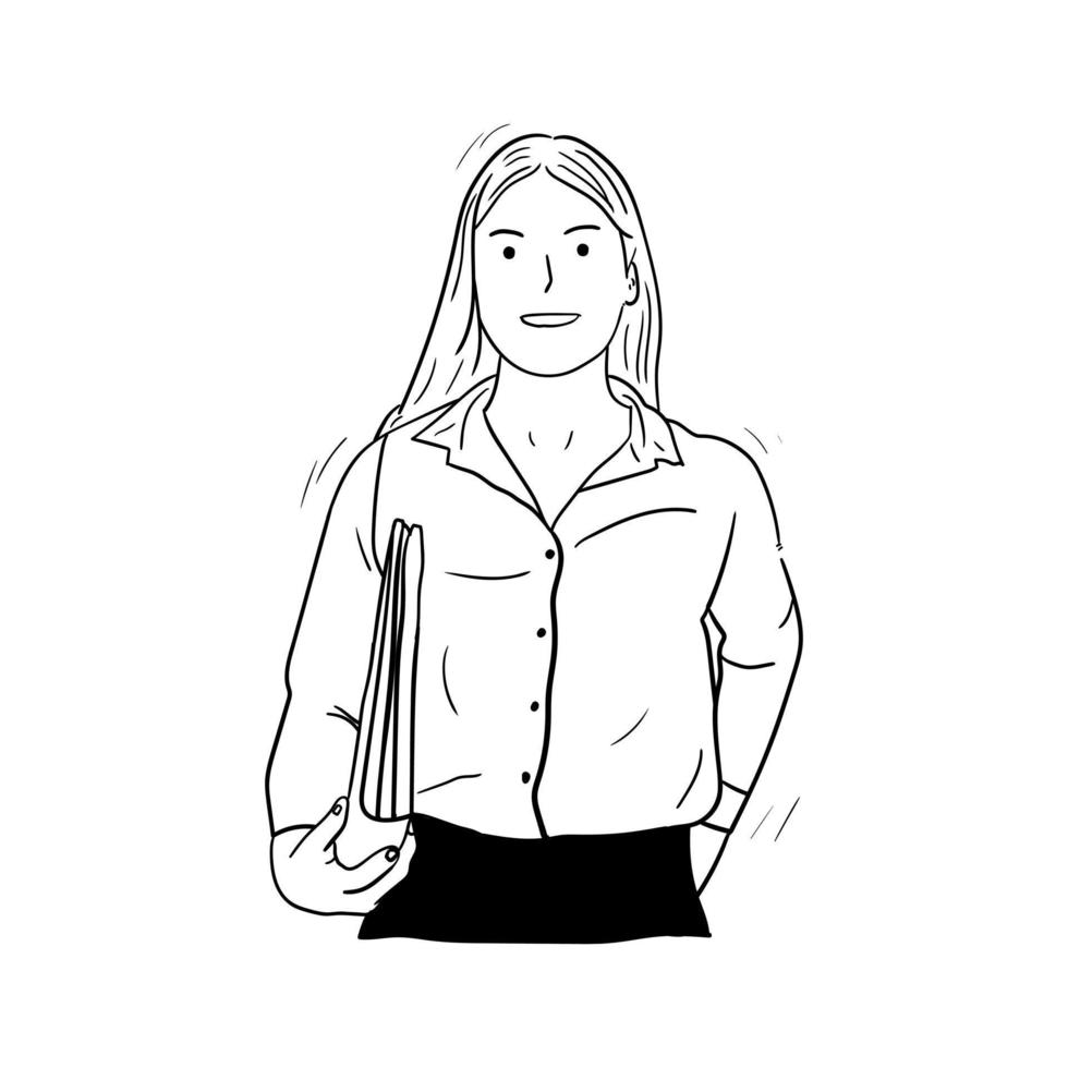 illustration of career woman at work vector