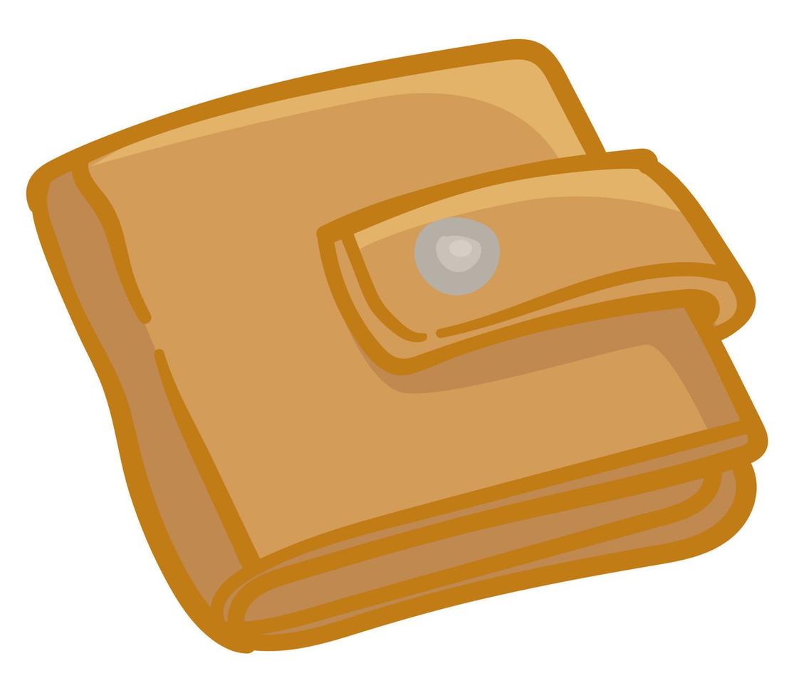 Wallet full of money, leather purse with clasp vector