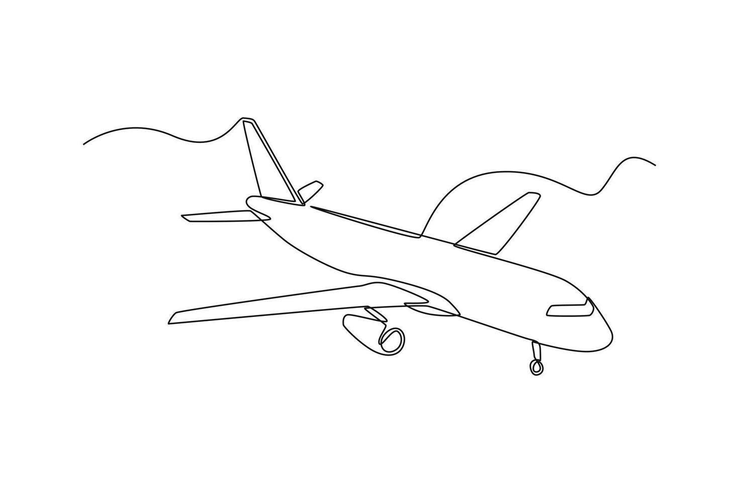 Single one line drawing airplane. Air transportation concept. Continuous line draw design graphic vector illustration.