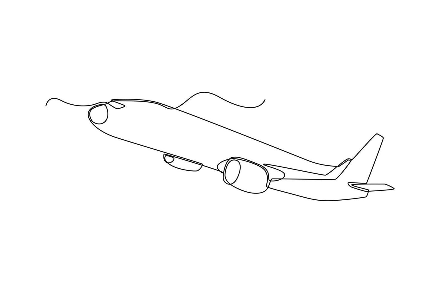 Single one line drawing airplane. Air transportation concept. Continuous line draw design graphic vector illustration.