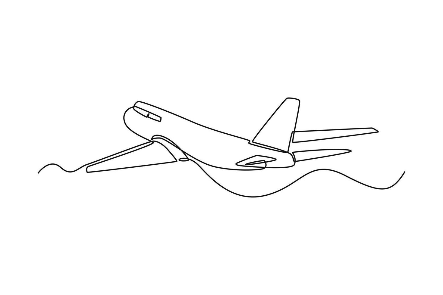 Single one line drawing airplane. Air transportation concept. Continuous line draw design graphic vector illustration.