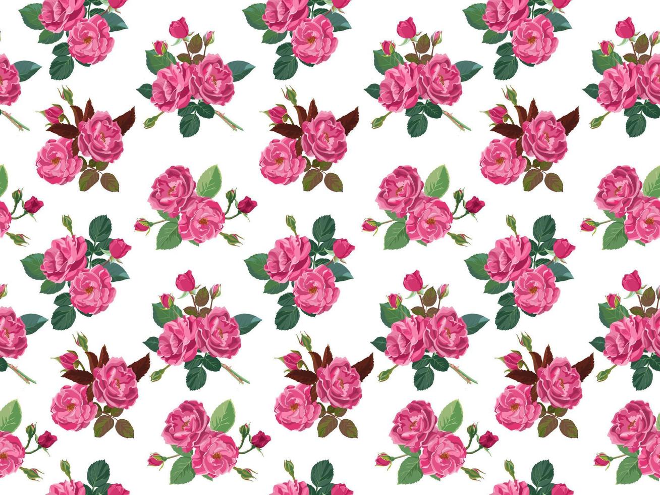 Bushes of roses or peonies in blossom pattern vector