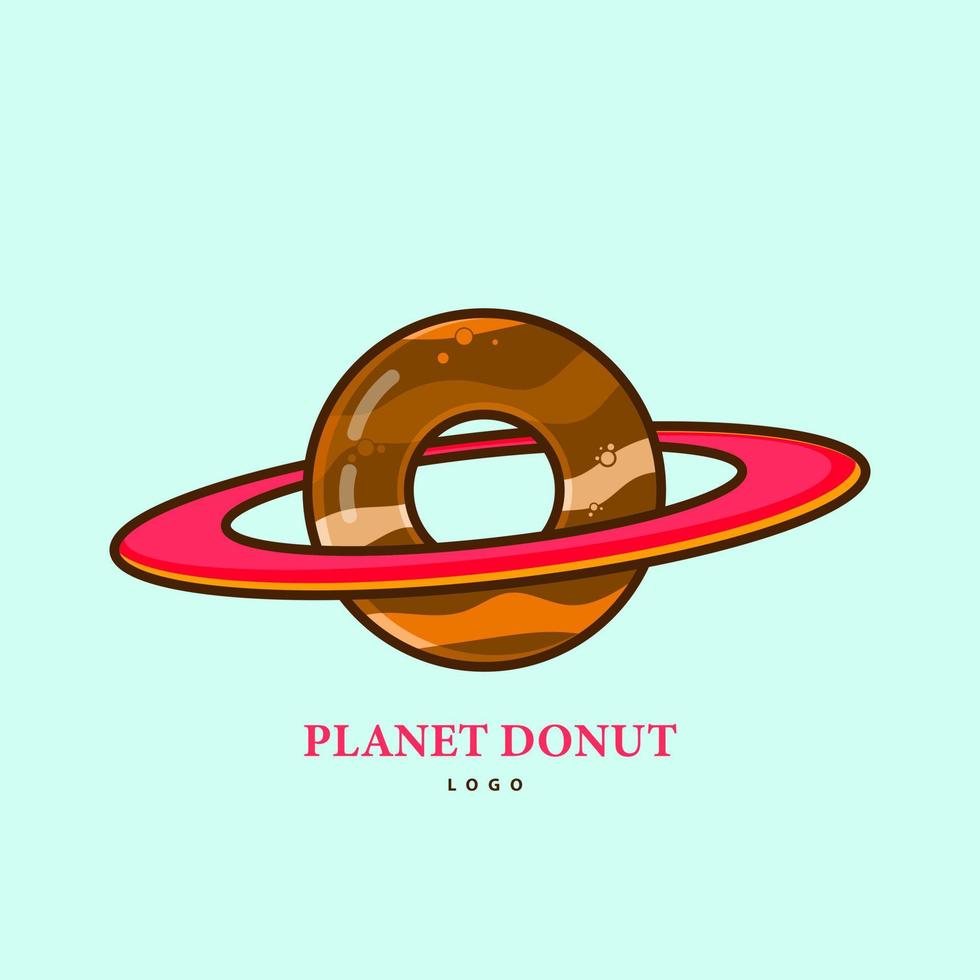Vector illustration of a Donuts planet logo. Suitable for donuts shop logos or others.