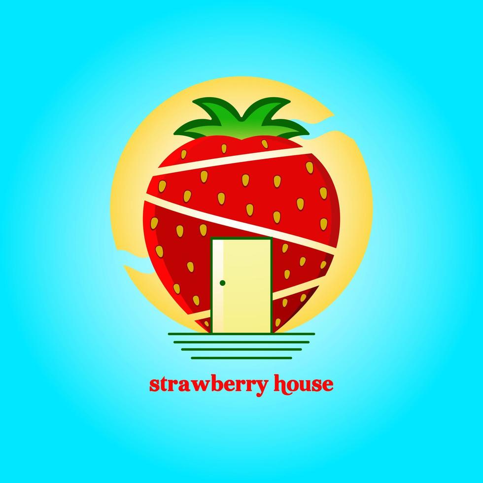 concepto de logotipo de la casa de fresas. marca adecuada para su negocio como productos con matices de fresa u otros. vector
