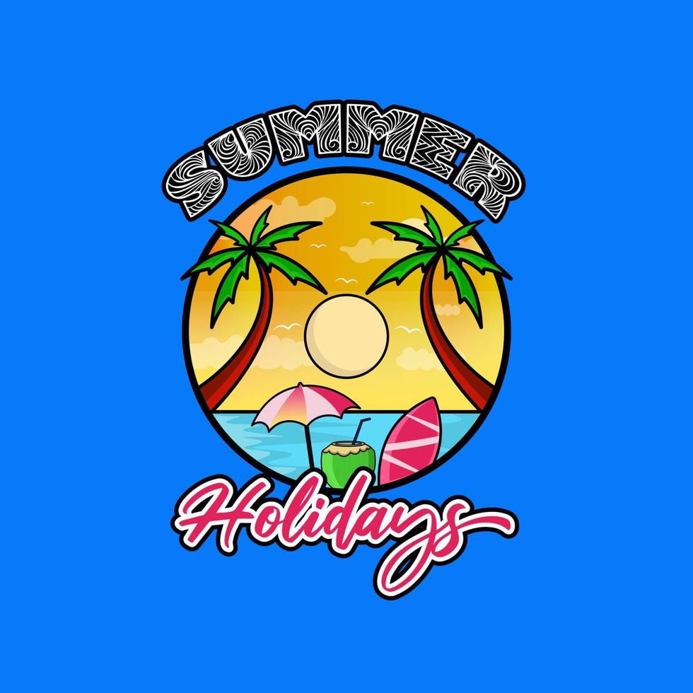 ilustración vectorial de vacaciones de verano. adecuado para camisetas de serigrafía o para logotipos de empresas. vector