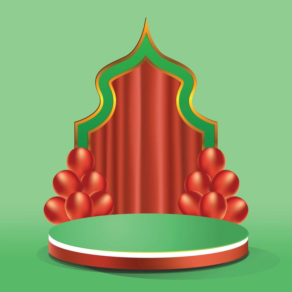 tema de ramadán de podio de elemento 3d vector