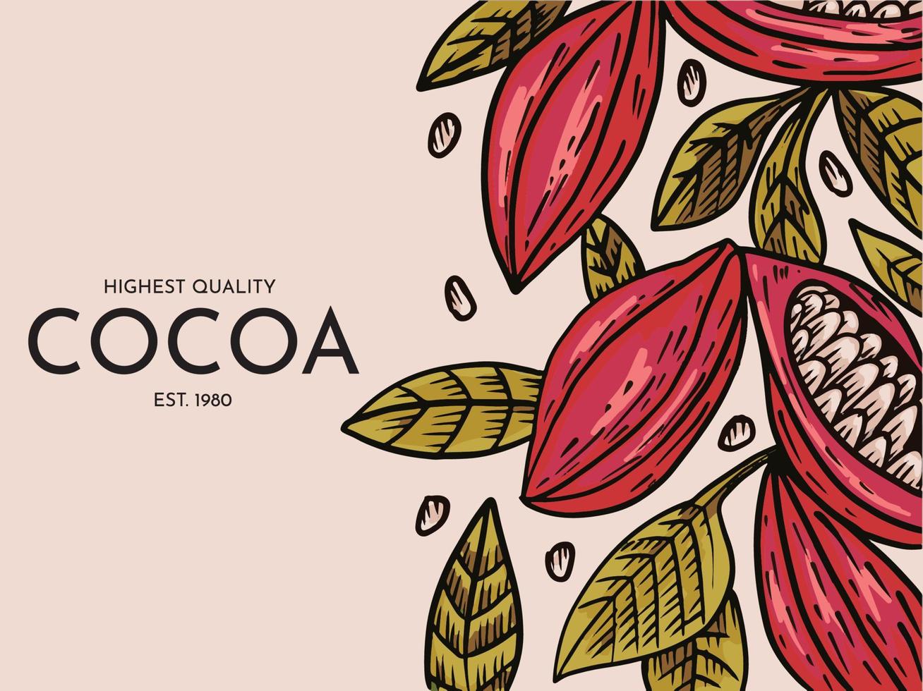 Cocoa label pattern for packaging vector illustration