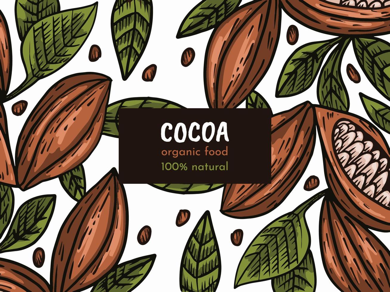 patrón de etiqueta de cacao para la ilustración de vector de embalaje