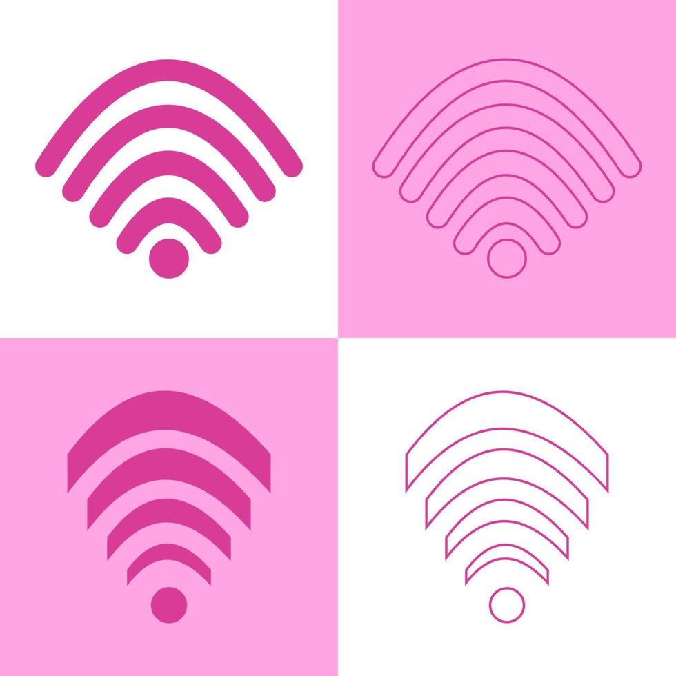 Set wifi icon shape, flat design cute color vector