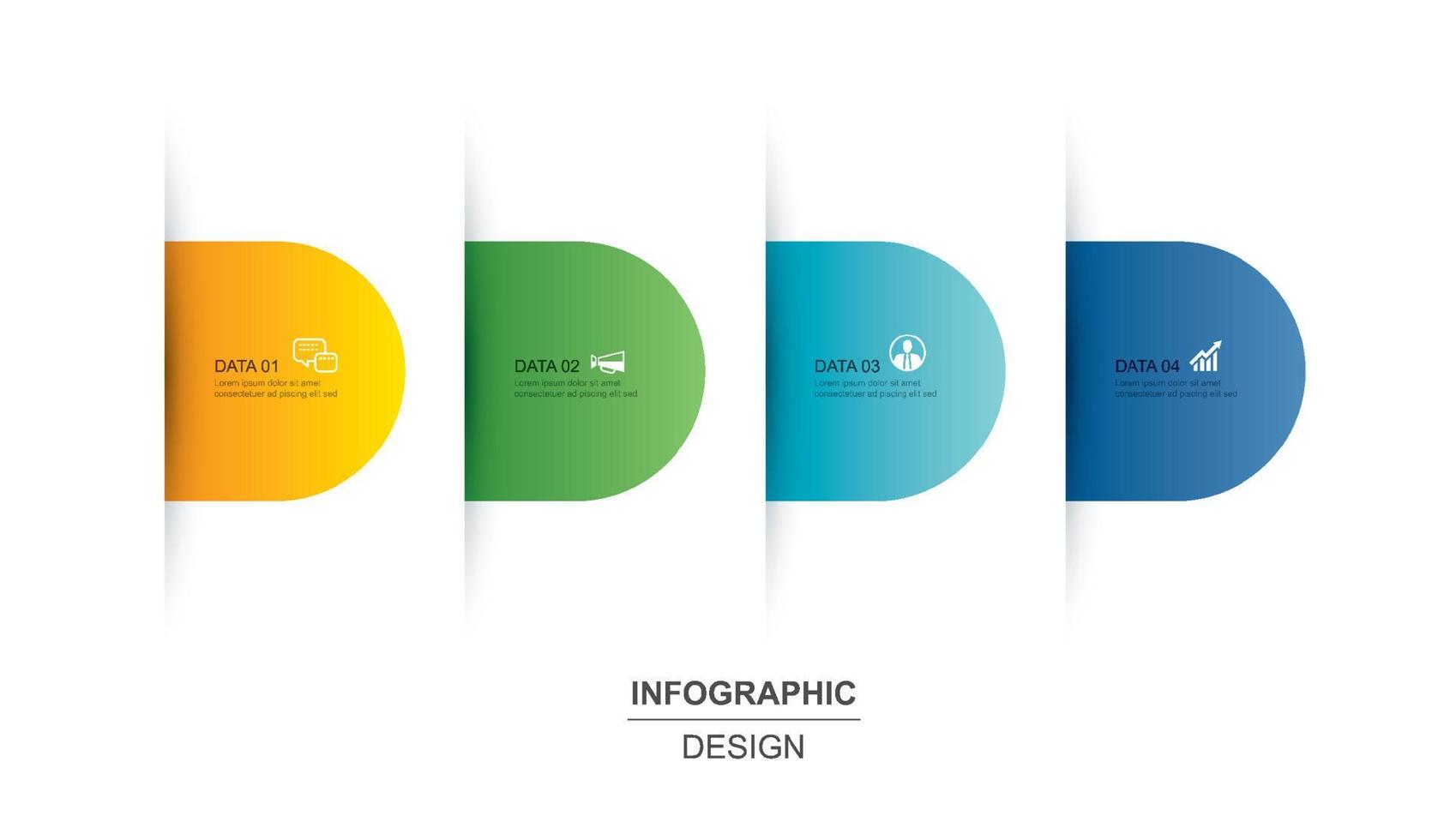 4 data infographics tab paper index template. Vector illustration abstract background.