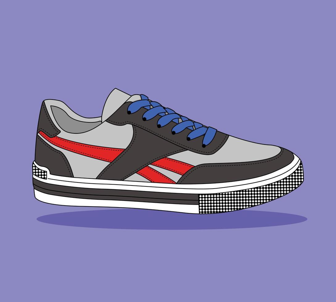 vector de zapatillas de deporte. concepto de diseño plano, ilustración vectorial. zapatillas de deporte en un colorido estilo plano. zapatillas vistas desde el lateral, zapatillas con estilo.