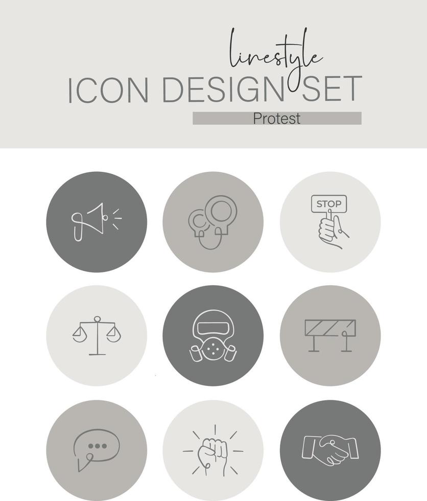 Linestyle Icon Design Set Protest vector