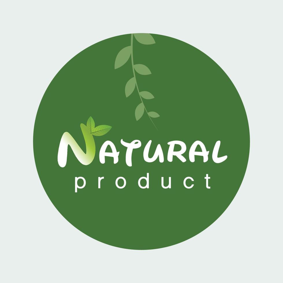 Natural product logo design template . Branch with green leaves vector