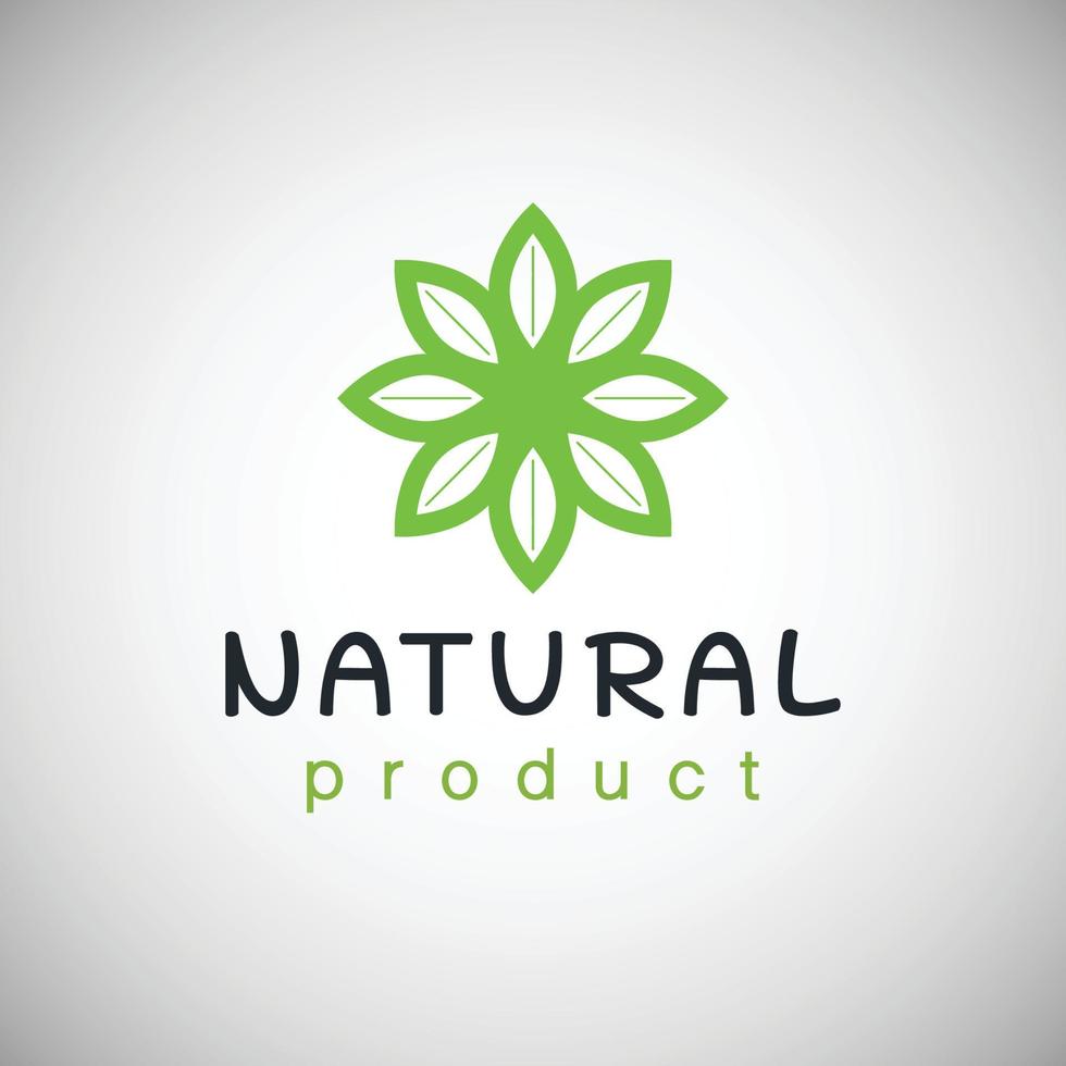 Natural product logo design template . Branch with green leaves vector