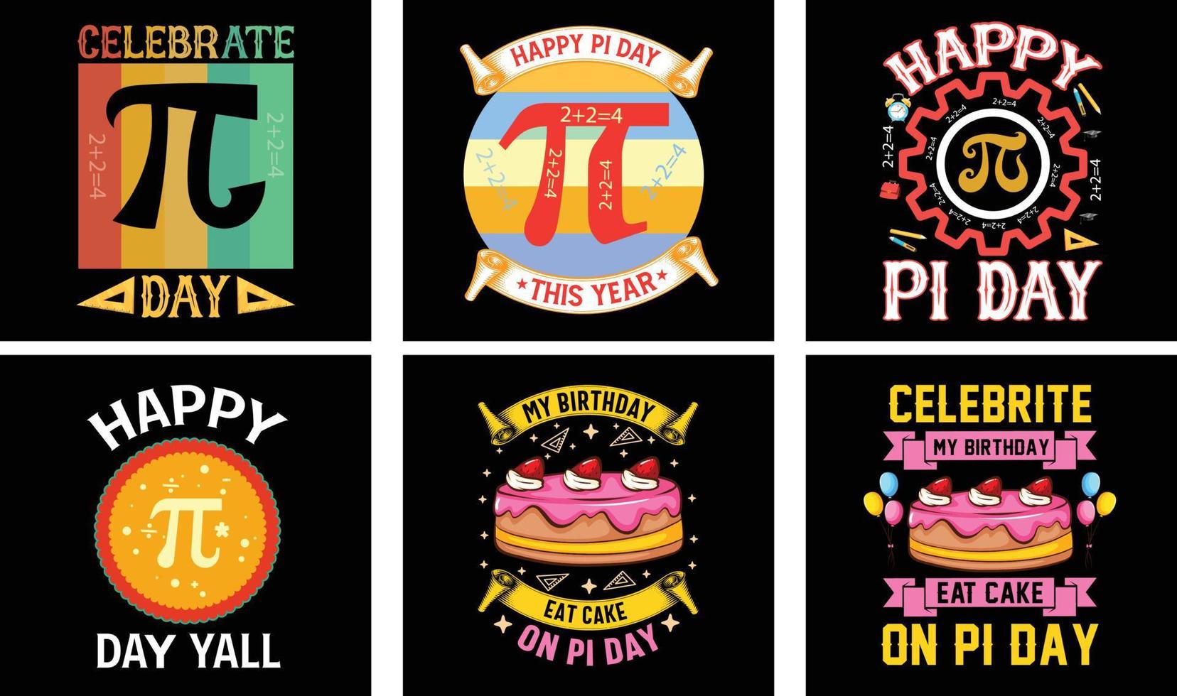 Pi Day T-shirt Design Bundle. Pi t-shirt. Math T shirt design. Pi day Vector Graphics