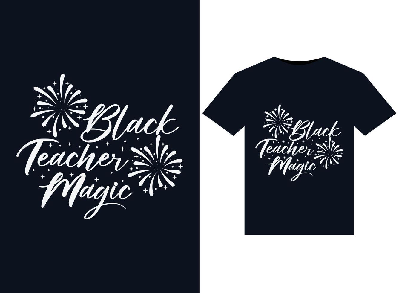 Black Teacher Magic illustrations for print-ready T-Shirts design vector