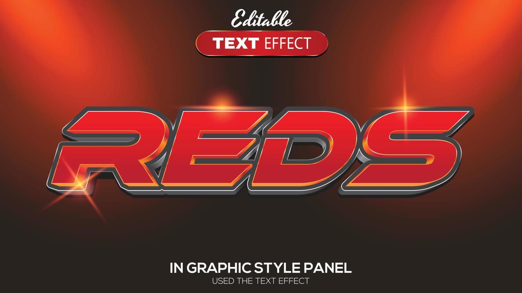 Tema de rojos de efecto de texto editable 3d vector