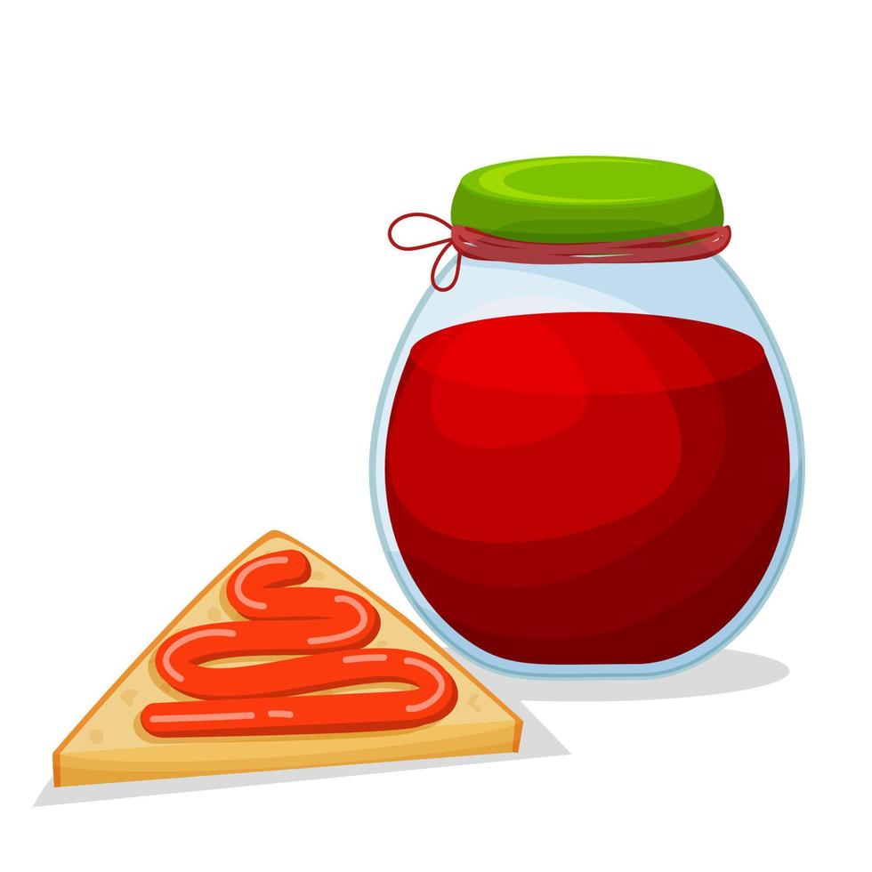 Mermelada de fresa. tostadas con mermelada. icono en estilo de dibujos animados. objeto aislado. vector