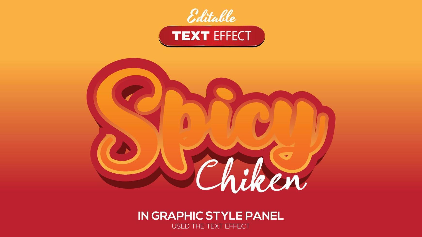 Tema de pollo picante con efecto de texto editable en 3d vector